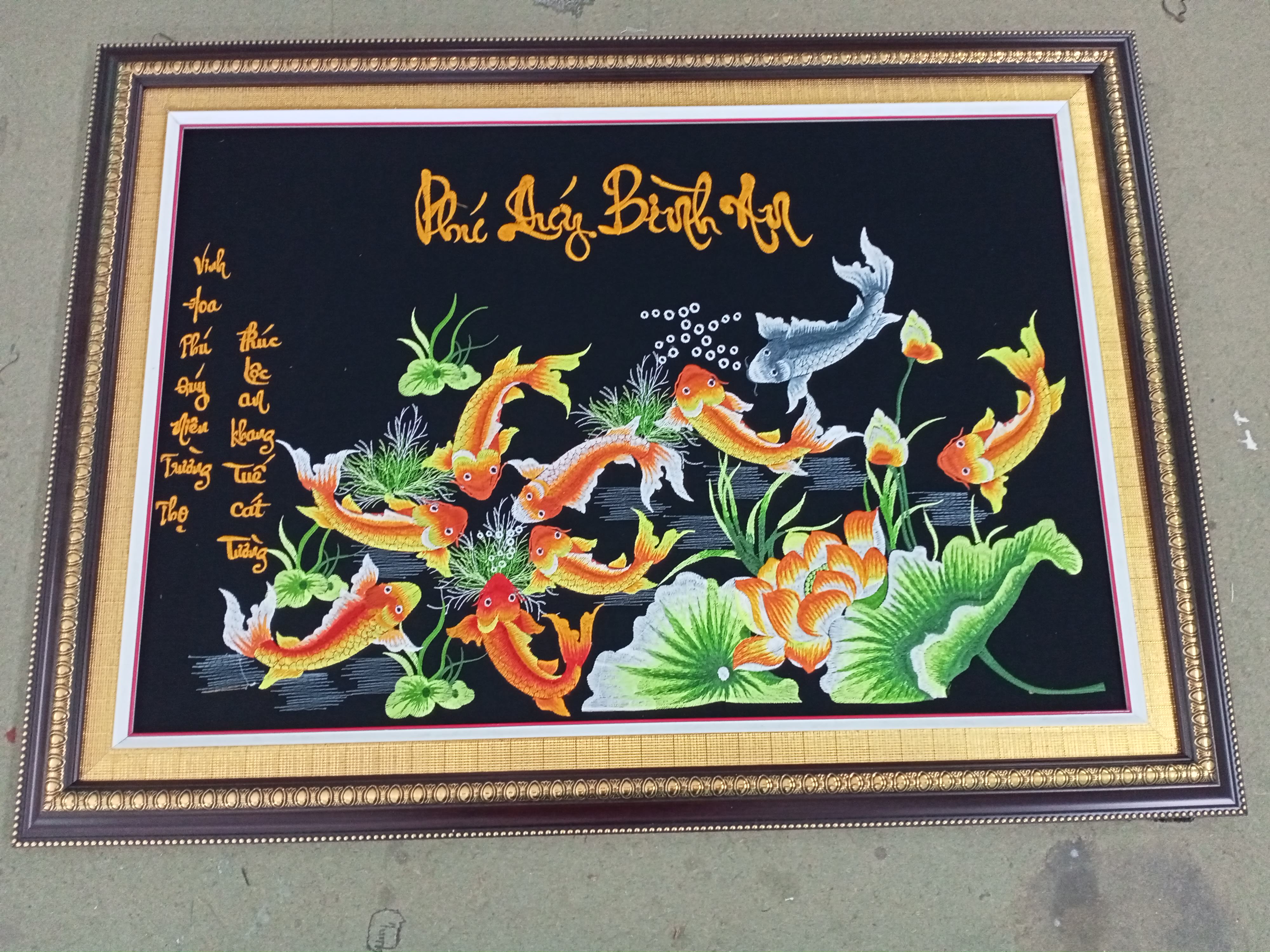 Tranh thêu Thư Pháp - PHÚ QUÝ BÌNH AN