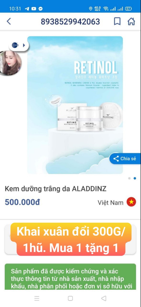 Kem dưỡng trắng da Aladdinz