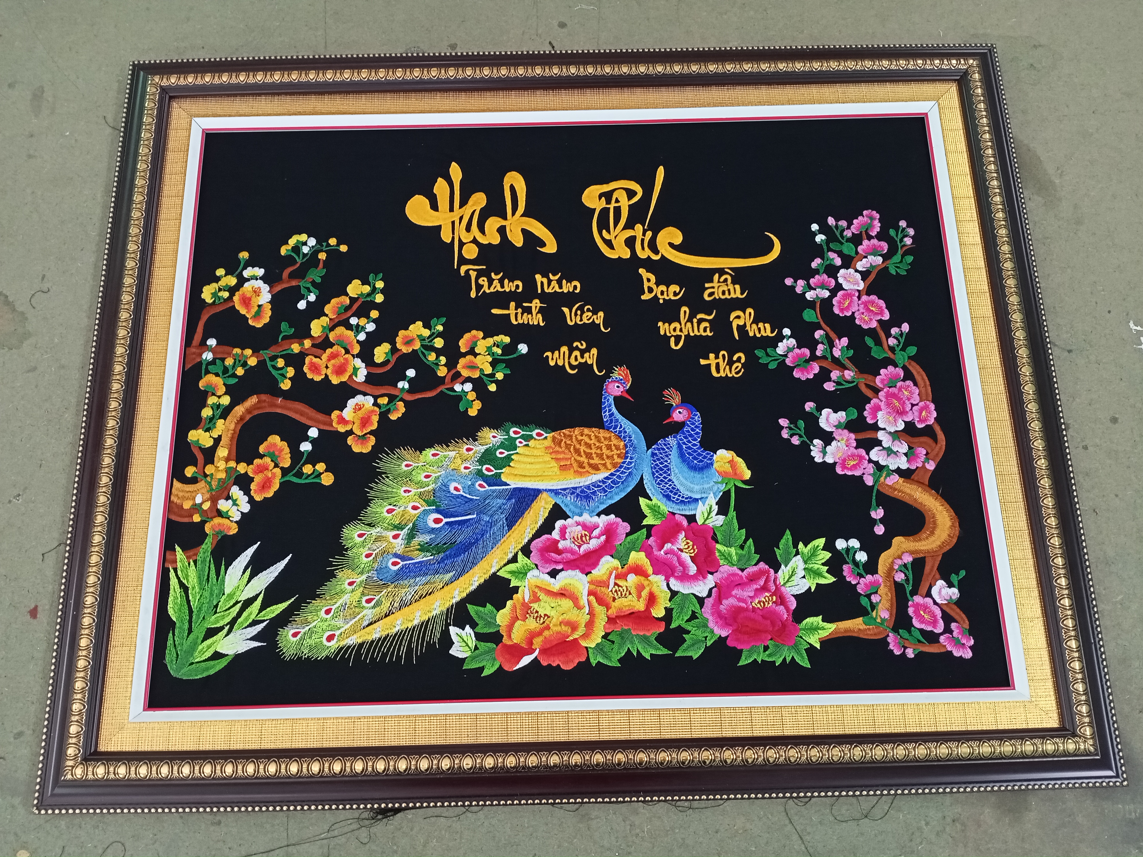 Tranh thêu Thư Pháp - HẠNH PHÚC