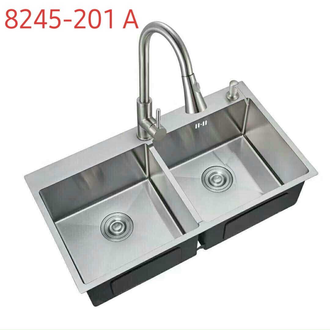 CHẬU ĐÚC 2 HỐ CÂN INOX304: 8245-201A