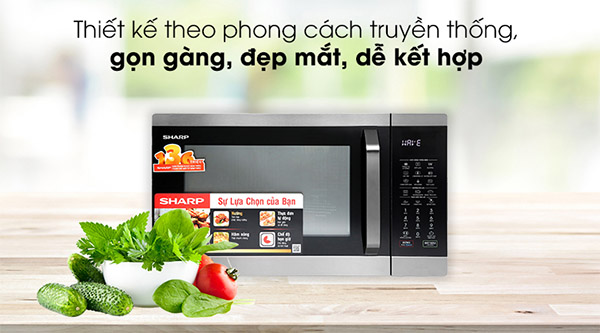 LÒ VI SÓNG ĐIỆN TỬ CÓ NƯỚNG SHARP R-C932XVN-BST DUNG TÍCH 32 LÍT